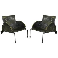 Pair of Italian 'Memphis Design' Lounge / Garden Chairs by Castelli Ferrieri