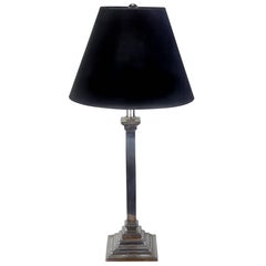 French Nickel-Plated Column Table Lamp