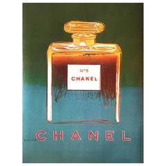 Vintage Chanel No. 5 ‘After Warhol’, Large-Size French Poster in Green and Blue