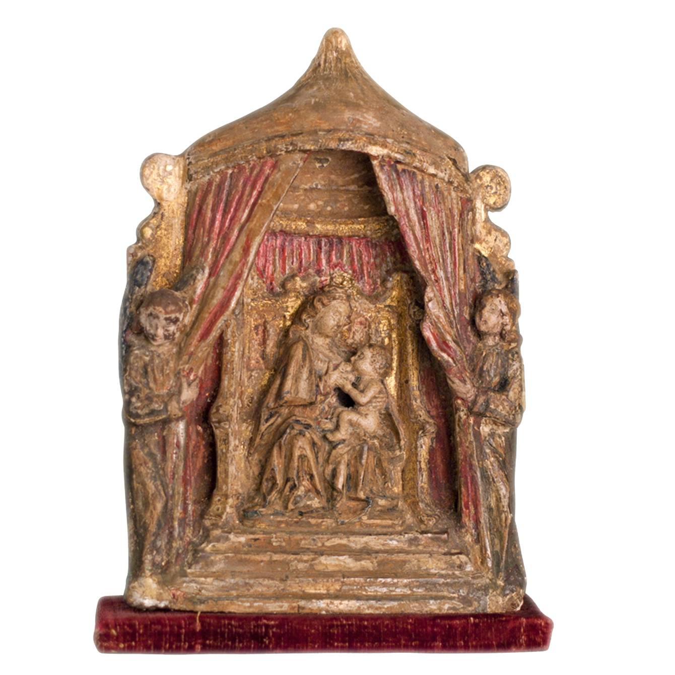 15th Century Flemish Relief of the Virgin and Child For Sale