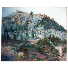 Oil Painting of Greek Hills by Harriet Livathinos