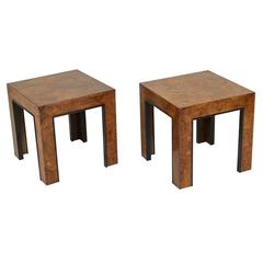 Pair of Parsons Style Ash Burl Chop Tables Pair of Parsons Style Ash Burl Chop Tables
