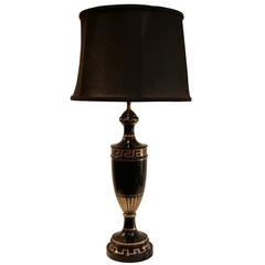 French Neoclassical Black Lacquered and Gold Leafed Lamp