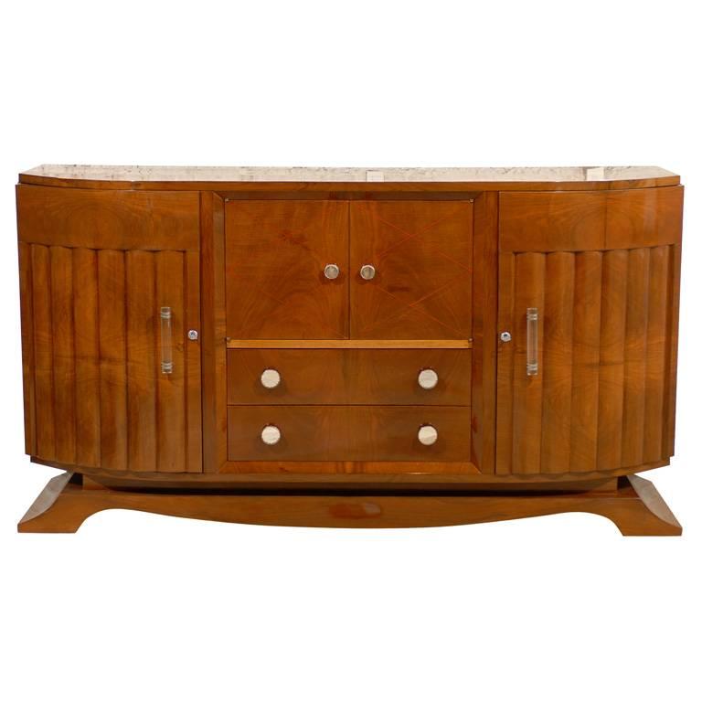 French Art Deco Sideboard with Clear Acrylic Handles, 1930s