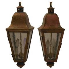 Pair of Vintage Brass Hanging Lanterns