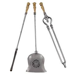 Set of Mid-19th Century Steel and Brass Fire Irons