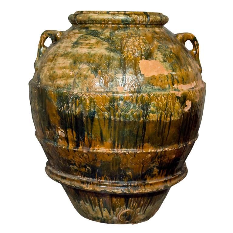 Rare and Very Large Glazed Terracotta Amphora from Imprunetta, Italy For Sale