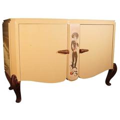 French Art Deco Maison Jansen Attributed Ivory Lacquered Buffet