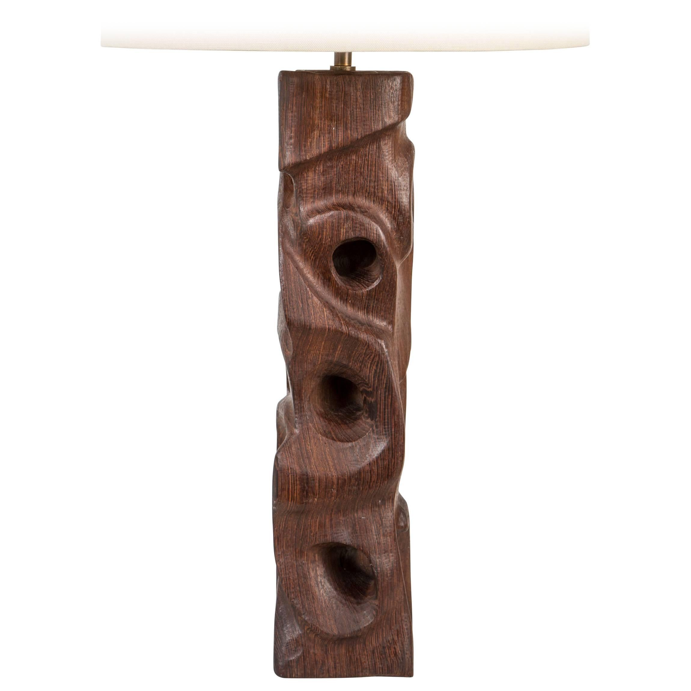 Italian Wood Carved Table Lamp For Sale