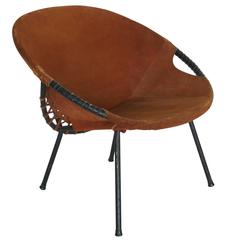 Austrian Iron and Suede Scoop Chair