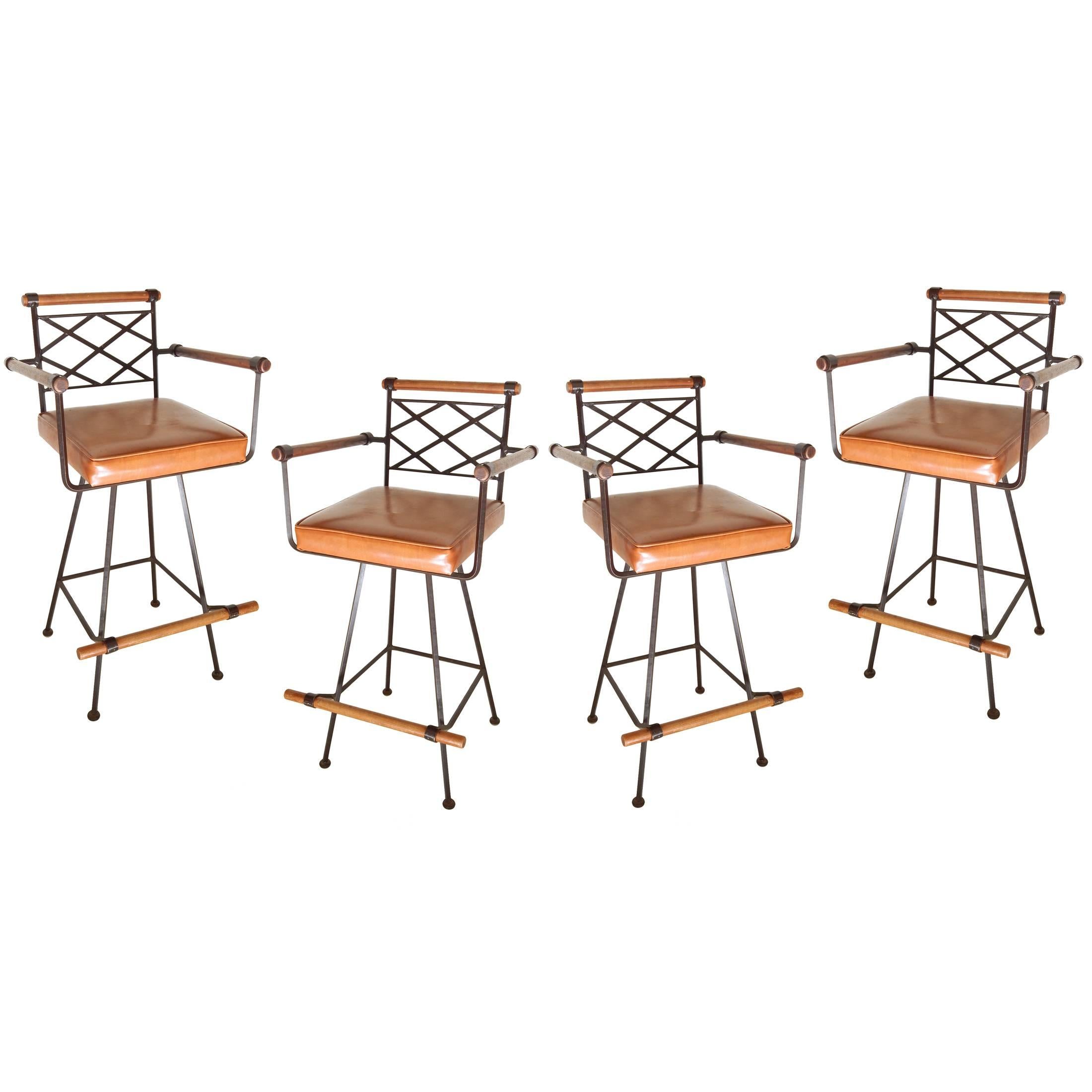 Set of Four Cleo Baldon Swivel Stools with Arms