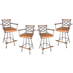 Set of Four Cleo Baldon Swivel Stools with Arms