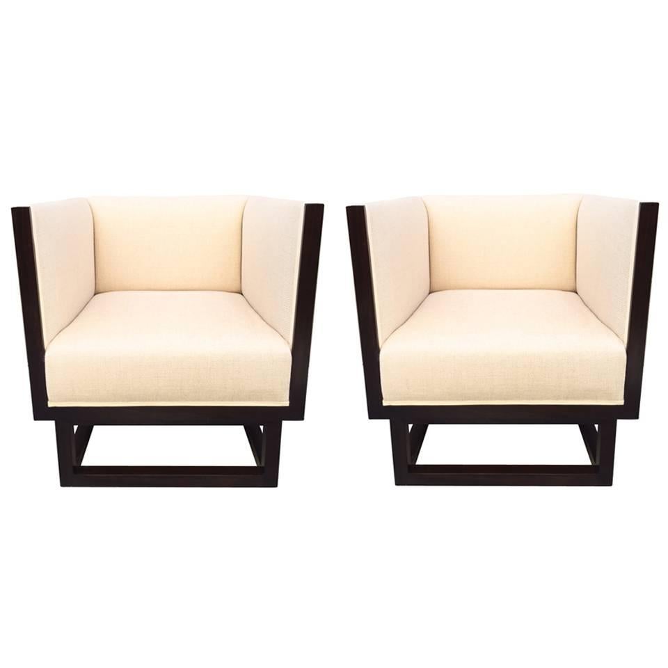 Pair of Cube Lounge Chairs by Josef Hoffmann