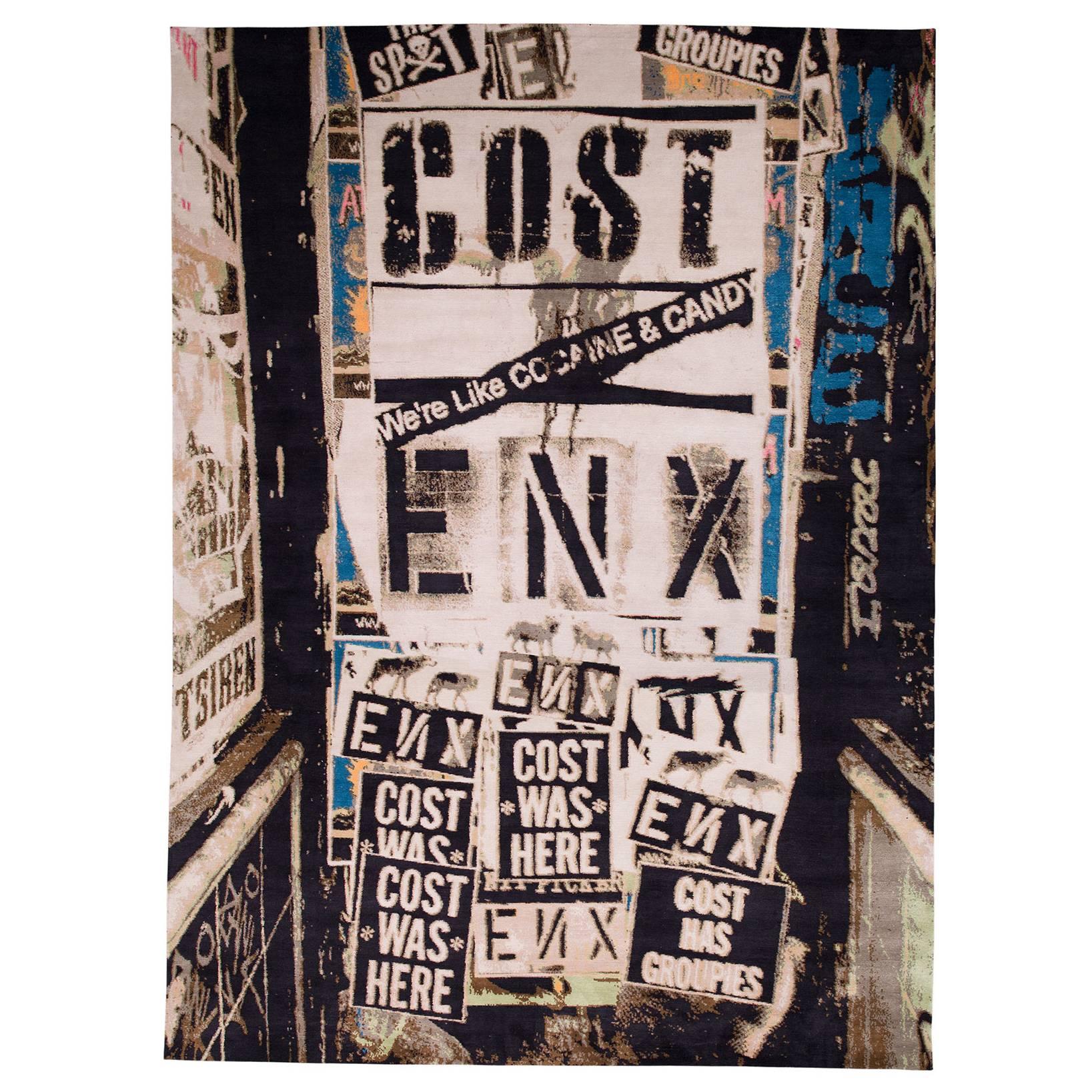 Silk One of a Kind Cost and Enx Graffiti Rug For Sale