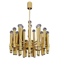 Very Large Mid-Century Esperia Brass Chandelier, 1960s Stilnovo Style Pendant 3