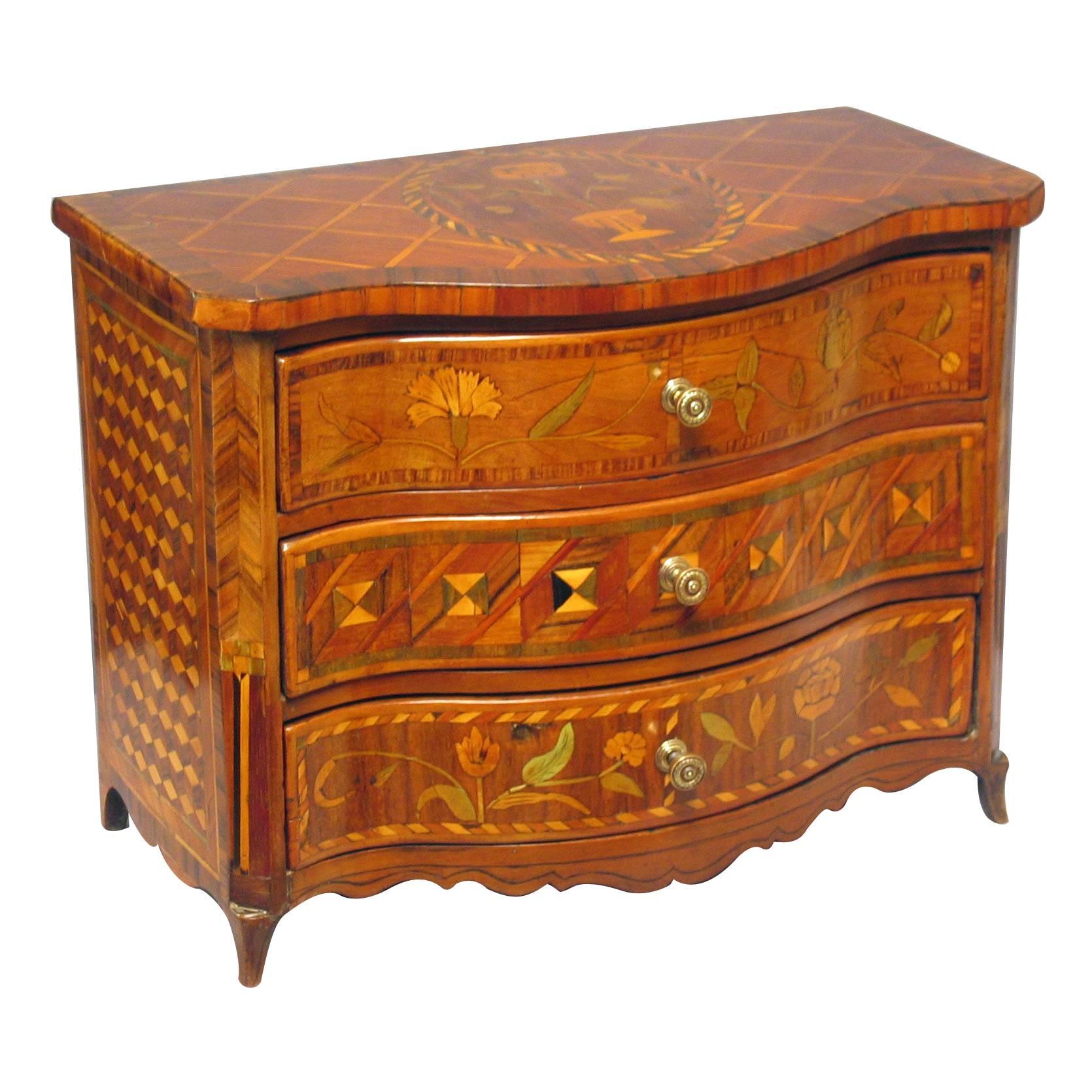 Rococo South German Miniature Marquetry and Parquetry Commode, Mid-18th Century For Sale