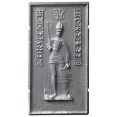 Plaque de cheminée / dosseret Charlemagne français du 17e siècle