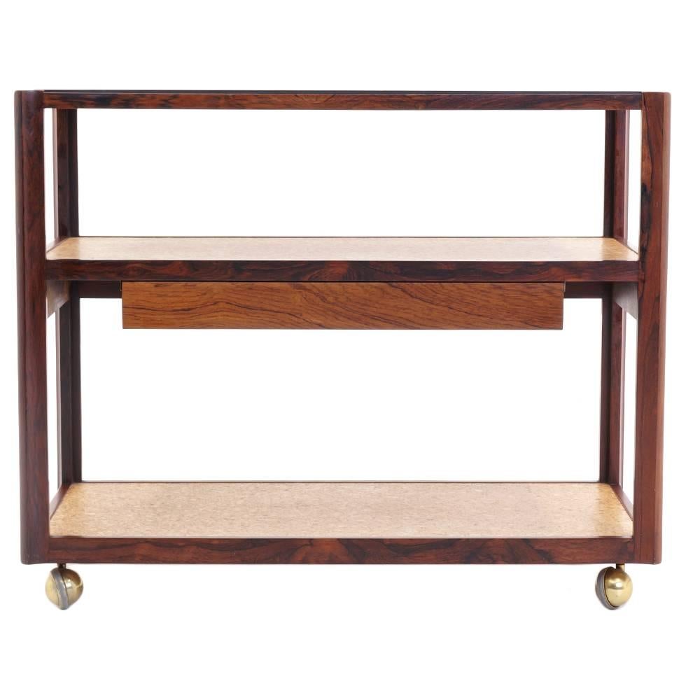 Edward Wormley for Dunbar Bar Cart with Slate Top and Cork Shelves