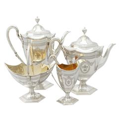 Antique Victorian Sterling Silver Four-Piece Tea and Coffee Service
