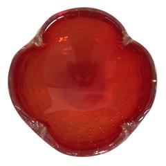 Mid-Century Red Scandinavian Modern Art Glass Bowl, Denmark 3