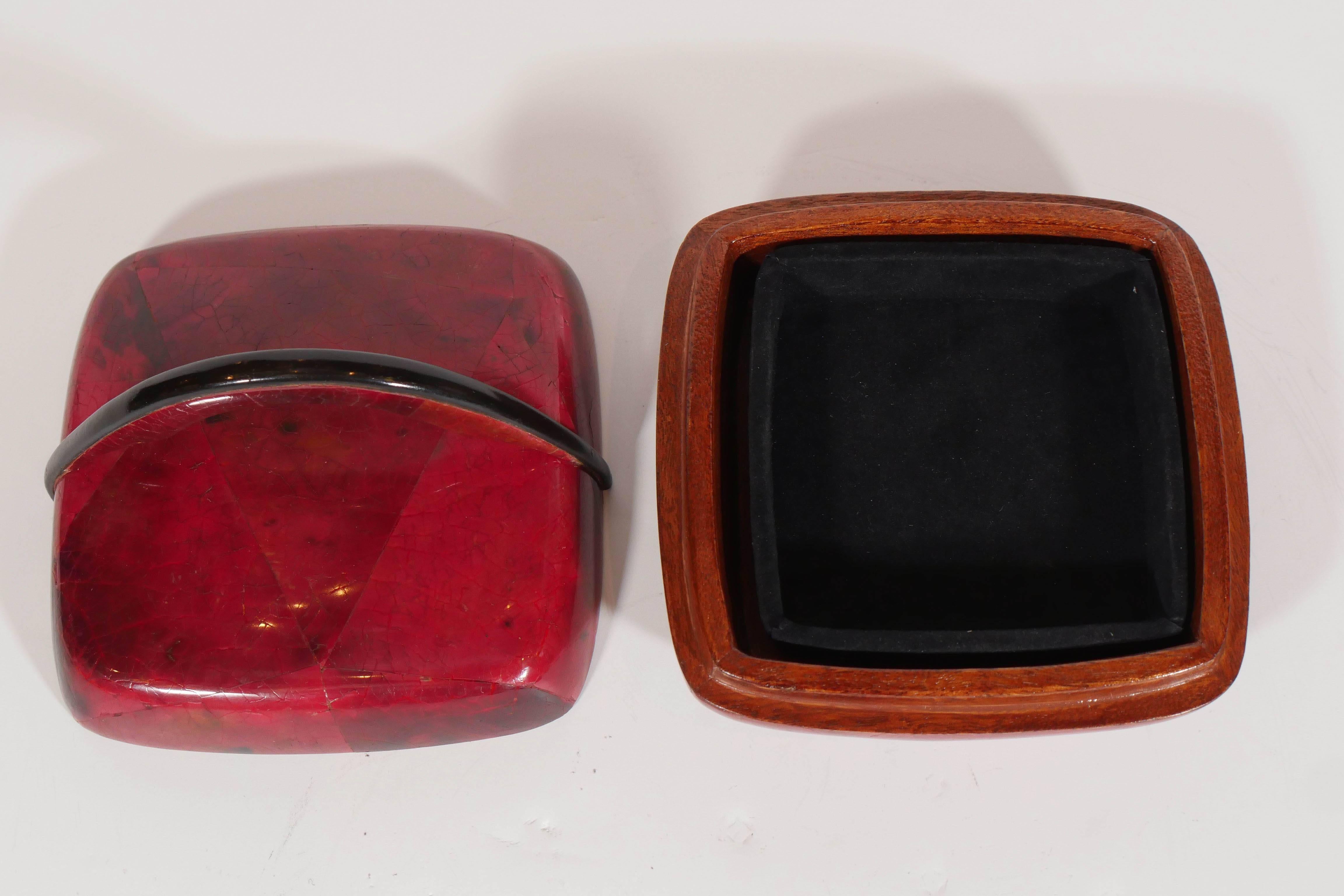 Contemporary Vintage Mosaic Shell Box in Vibrant Red by R & Y Augousti