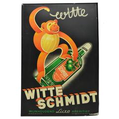 1930s Vintage Advertising Sign, Witte Schmidt Liqueur