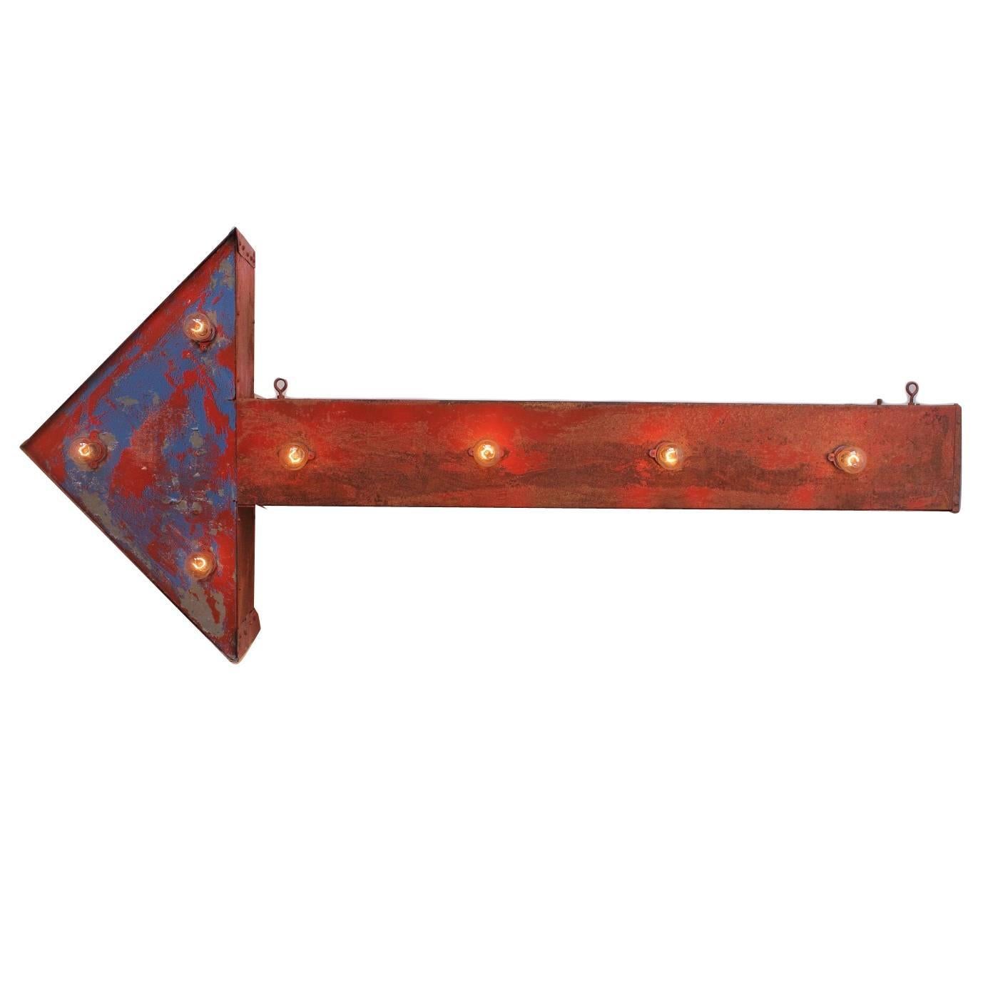 Vintage Double-Sided Light Up Arrow Sign For Sale