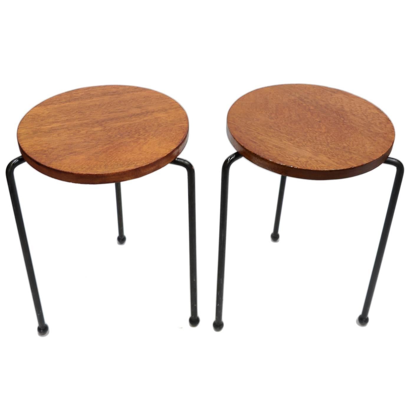 Pair of Luther Conover Stools with the Original Ball Feet from Sausalito CA