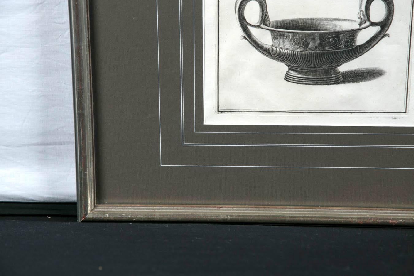 Paper Framed Etching, Neoclassical Vessel, 19th Century For Sale