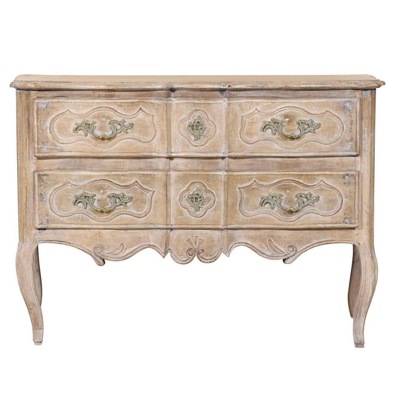French 19th Century Scraped Wood Two-Drawer Commode