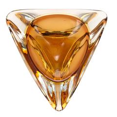 Murano Tobacco Glass Ashtray by Cenedese