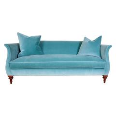 Hickory Chair Blue Velvet Sofa with Nailhead Trim