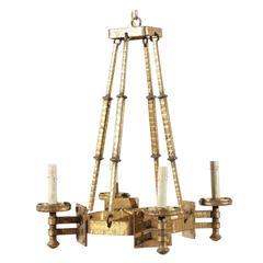 French Vintage Four-Light Gilded Chandelier