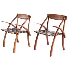 Pair of Arthur Espenet Carpenter "Wishbone" Armchairs 5