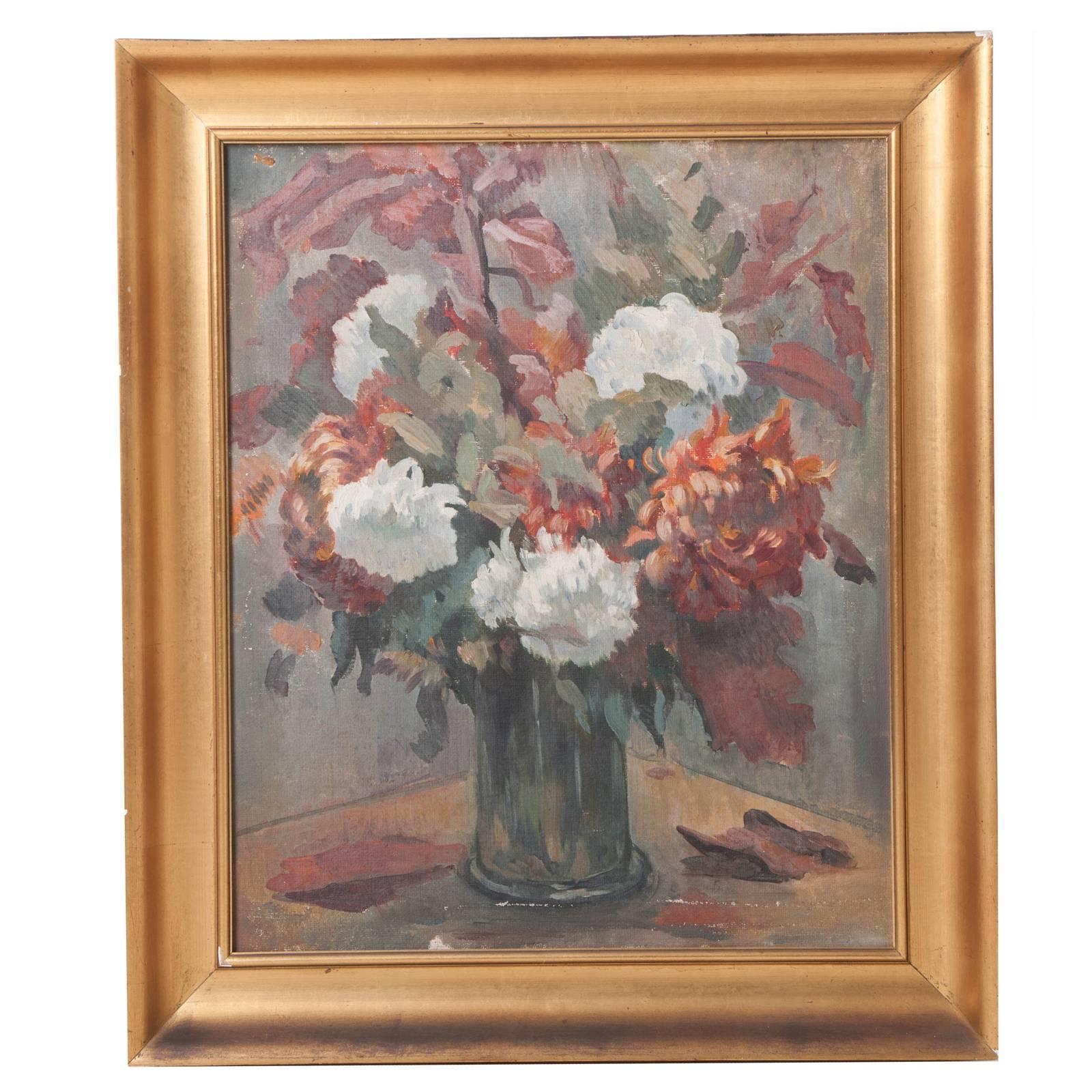 Framed Floral Oil Painting