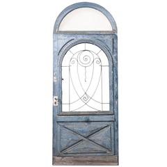 Antique Painted French Door with Transom
