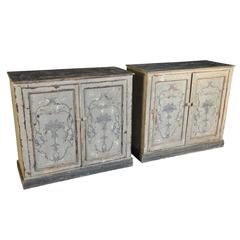 Pair of Early 19th Century Spainish Painted Side Cabinets in Painted Wood