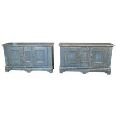 Pair of 18th Century French Buffet Cabinets, Enfilades in Painted Wood