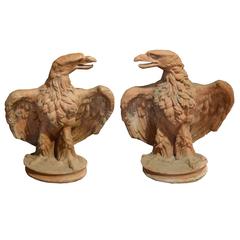 Pair of Terra Cotta Eagles