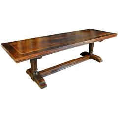 Antique Early 19th Century Italian Dining Table, Trestle Table in Walnut