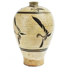 Antique 19th Century Chinese Meiping Cizhou Vase with Birds