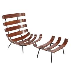 Brazilian Modern “Costela” Chair and Ottoman by Martin Eisler and Carlo Hauner