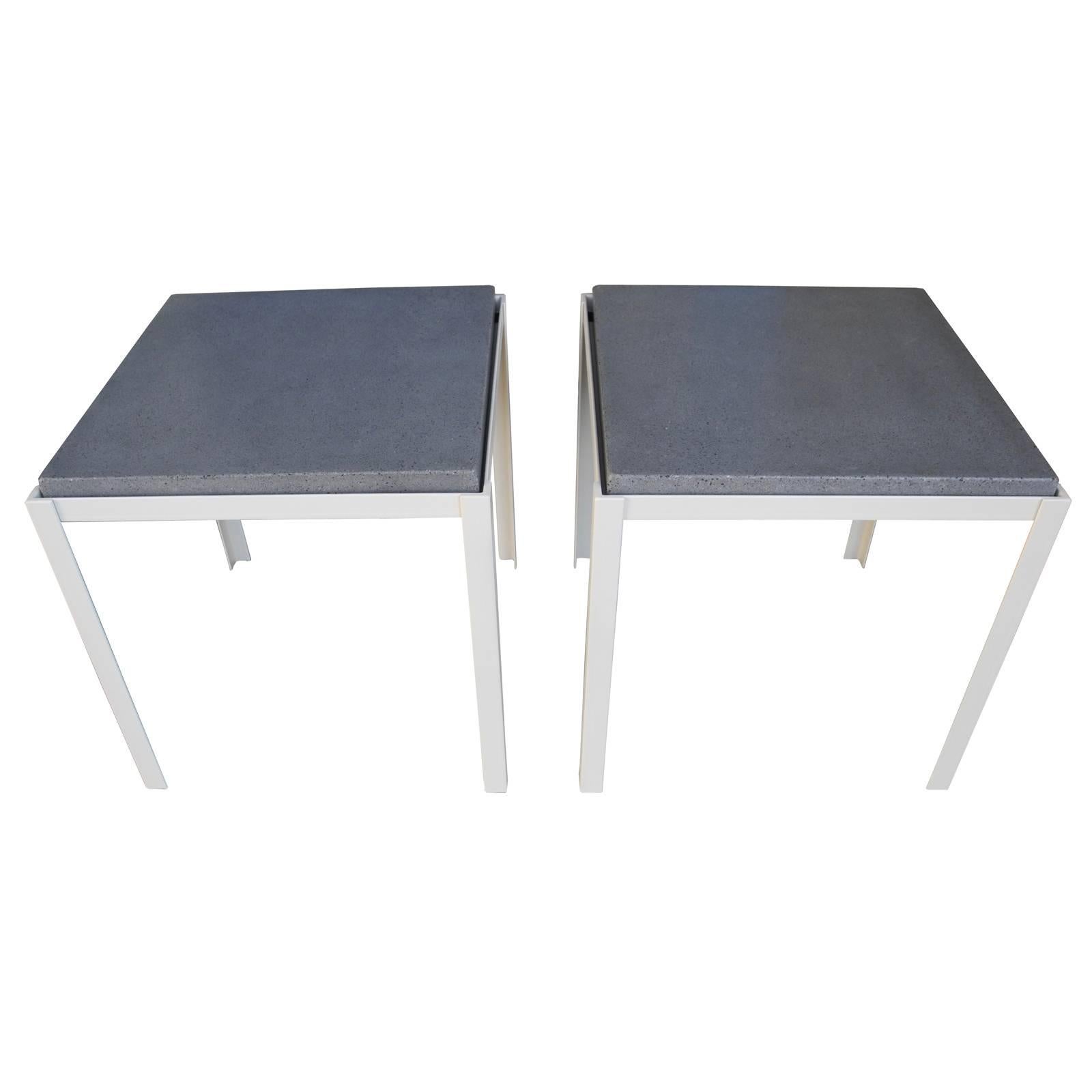 Polished Concrete and Welded Steel Night Stands, Coffee Tables, Corinne Robbins im Angebot