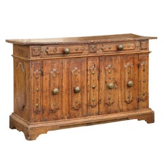 17th Century Northern Italian Walnut Two-Door Credenza from Bologna with Drawer