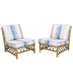 Pair of Rattan Lounge Slipper Chairs by Ficks Reed