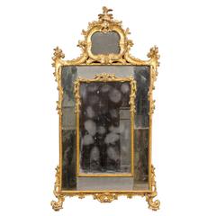 Antique Italian 18th Century Rococo Giltwood Mirror