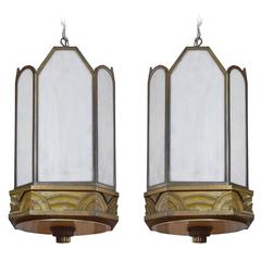 Pair of Art Deco Bronze Chandeliers 10