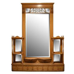 Antique Large Oak American Pier Mirror