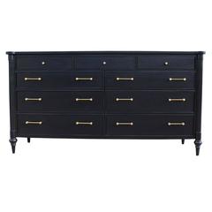 Elegant Ebonized Dresser with Custom Brass Hardware