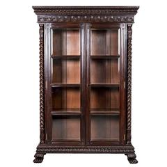 Anglo-Indian or British Colonial Rosewood Glass Front Cabinet